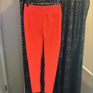 New Mix Neon Coral Textured Leggings
